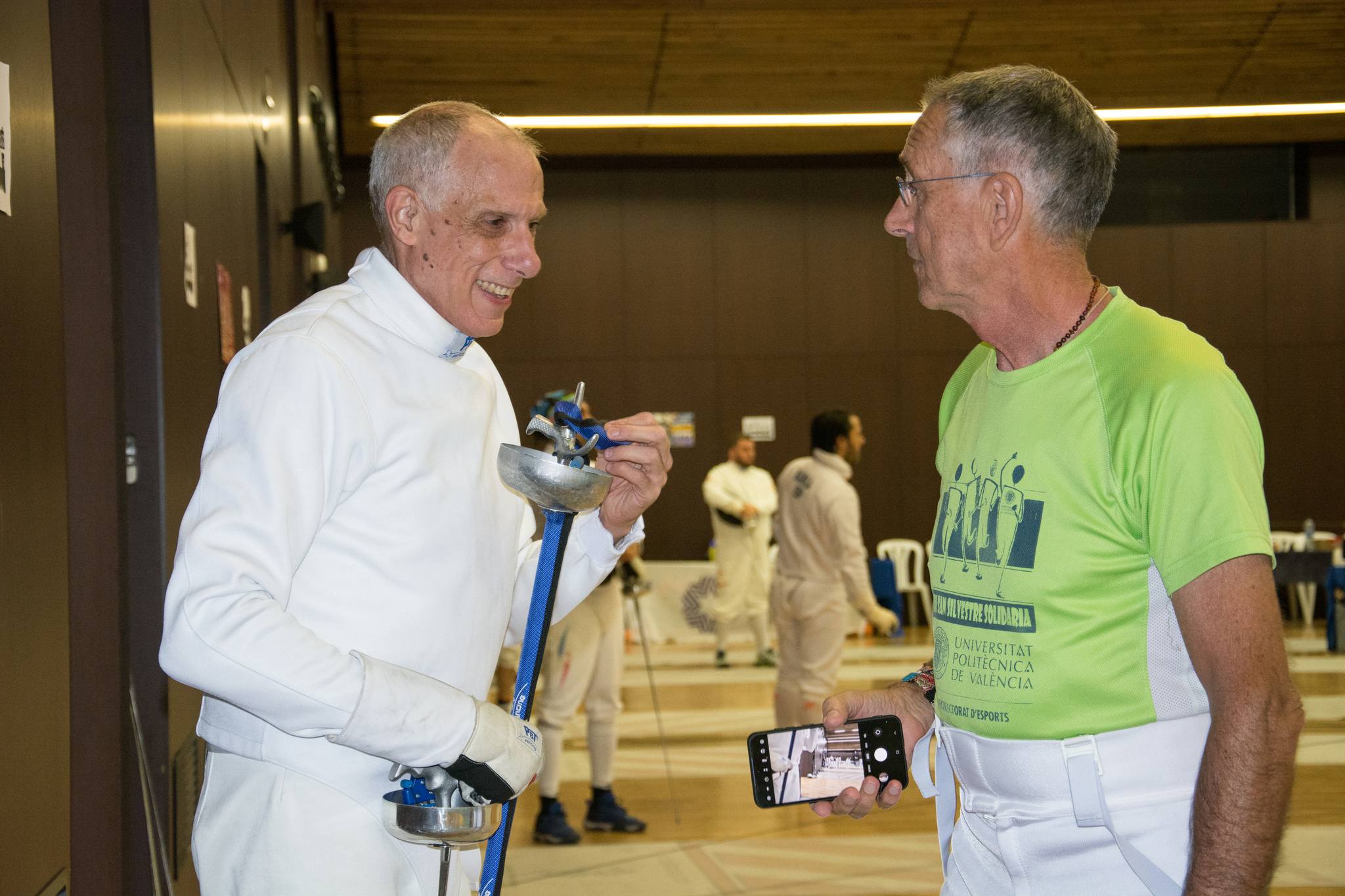 Pelluz y Peiro comentando un asalto en Gandia 2024.